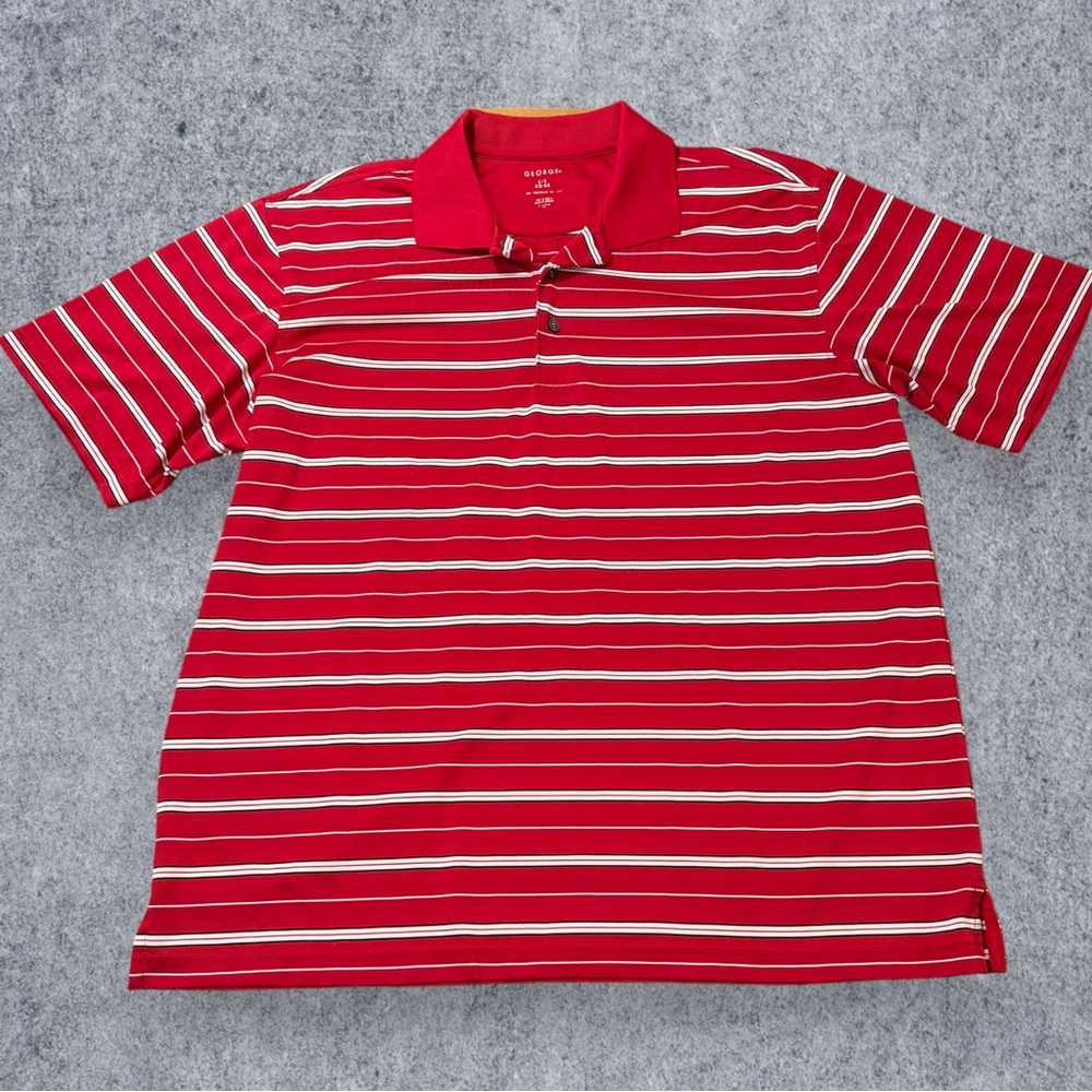 George Golf Polo Shirt Classic Red and White Stripe Men's Large